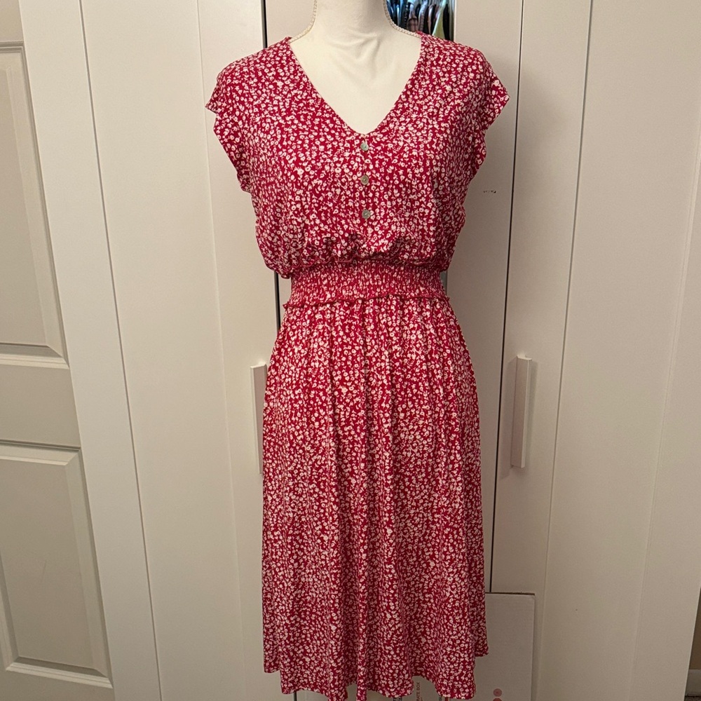 Enfocus Studio Red and White Floral Midi Dress